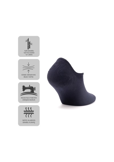 Just Inner Erkek 6 Lı Bambu Çorap Sneaker Dikişsiz Rahatlık Hissi 11300 Lacivert