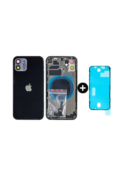Apple Uyumlu iPhone 12 Boş Kasa Siyah + Sıvı Ve Toz Bandı