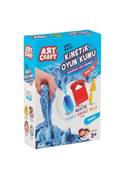 Art Craft 03691 Aksesuarlı Kinetik Oyun Kumu, Mavi, 1000 Gr