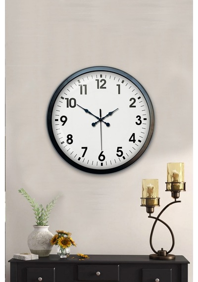 40 Cm Siyah Metal Standart Duvar Saati Standart Metal Siyah Kadran Pl-4001b