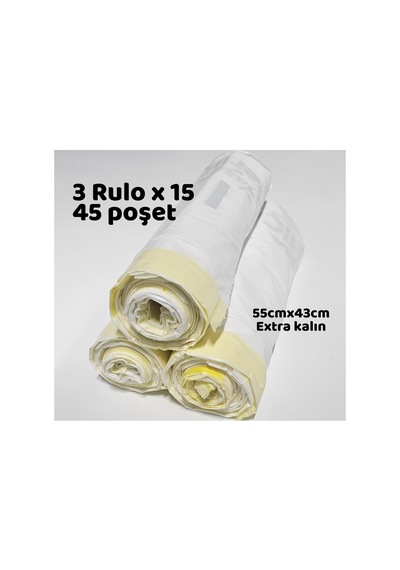 Akıllı Kedi Tuvaleti Tüm Modeller İle Uyumlu Çöp Poşeti 55x43cm 3x15 Adet - 45 Poşet