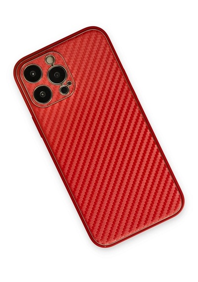 Mey İthalat iPhone Uyumlu 13 Pro Kılıf Coco Karbon Silikon - Kırmızı