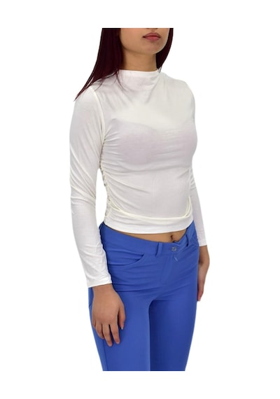 Kadın Lastik Büzgülü Spor Bluz Bgl-st04230 Ekru
