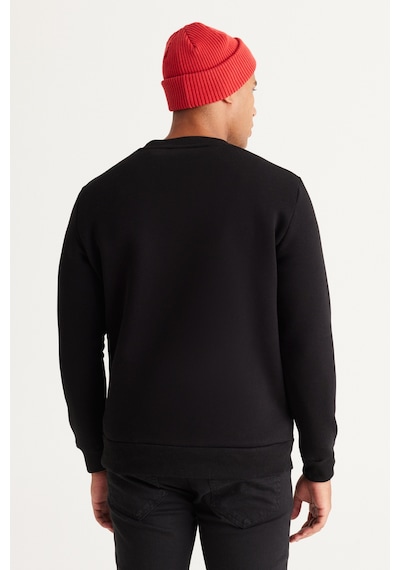 AC&Co / Altınyıldız Classics Standart Fit Normal Kesim İçi Polarlı Bisiklet Yaka Erkek Sweatshirt Siyah