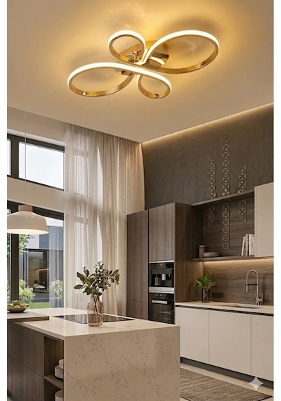 Liya Kumandalı Led Plafonyer Avize Eskitme 3 Renk Salon, Yemek Odası Ve Oturma Odası İçin