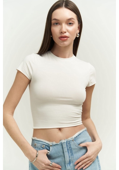 Mai Collection 2735 - El Amor Beyaz Penye Crop