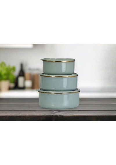Soft Green Emaye Üçlü Saklama Seti Belirtilmemiş