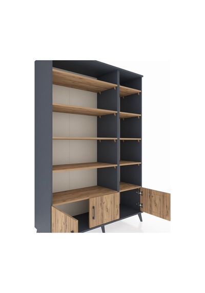 Hyperion Dolap 10 Raflı 3 Kapaklı 132x44x195 Antrasit-çam/çam Antrasit