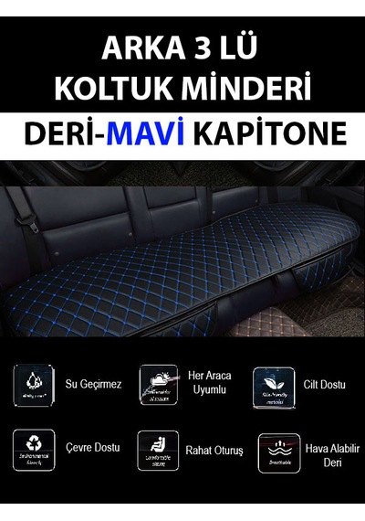 Her Araca Uyumlu Araba Koltuk Minderi 3 Parça Mavi