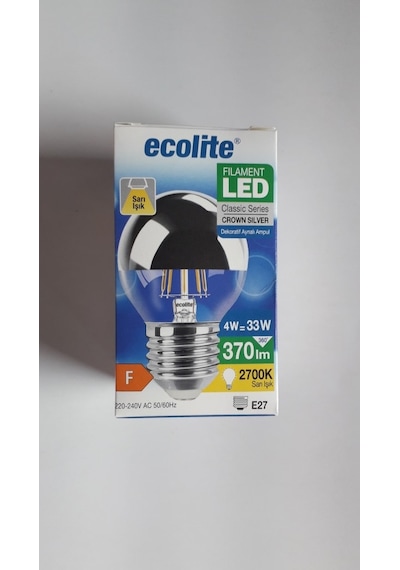 Ecolite Crow Sılver 4W E27 Aynalı Led Top Ampul