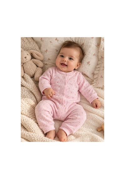 Omeca Concept Bebek Uzun Kollu Fitilli Tulum Pembe