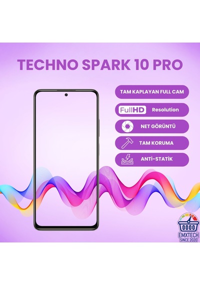 Tecno Spark 10 Pro Uyumlu Tam Kaplayan Antistatik Kırılmaz Cam