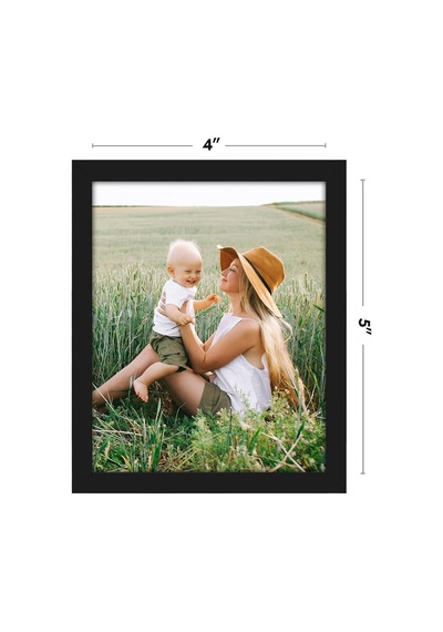 Siyah 4x5 Resim Çerçevesi - Kırılmaya Dayanıklı Camlı İnce Kenarlıklı Fotoğraf Çerçevesi, Asma Donanımı V