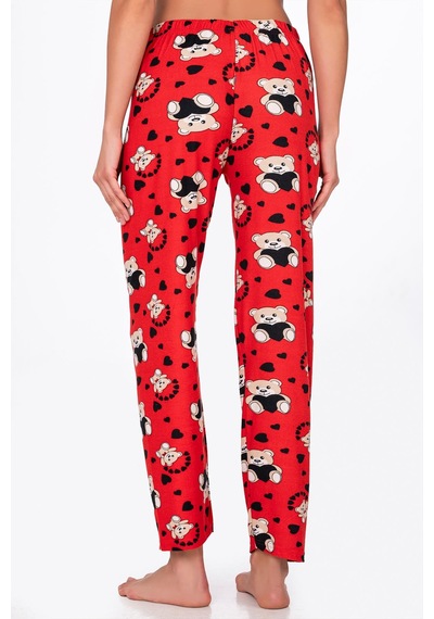 Kompedan Kadın Süet Kalpli Ayıcık Desenli Pijama Tek Alt Desen 16