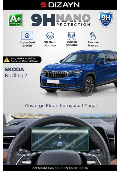 S-dizayn Skoda Kodiaq 2 10.25 İnç 9h Nano Gösterge Ekran Koruyucu Parlak 2024 Üzeri A+ Kalite