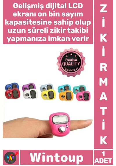 Zikirmatik Silikon Ayarlanabilir Kayış Ergonomik Sayaçlı Dijital Hassas Elektronik Yüzük Zikirmatik Çok Renkli