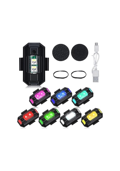 Mini Led Flash 7 Renk Rgb Usb Şarjlı Araba Motosiklet Bisiklet Drone Uyumlu
