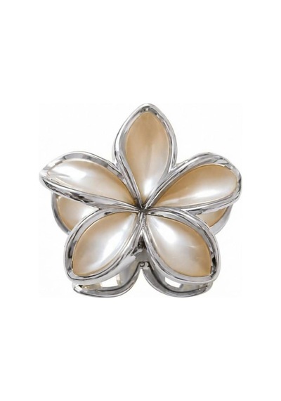Tr Lotus Saç Tokası Büyük Boy 8 Cm, Tekli Saç Tokası, Lotus Çiçeği Tasarımı Gümüş Kenar Sütlü Kahve Diğer