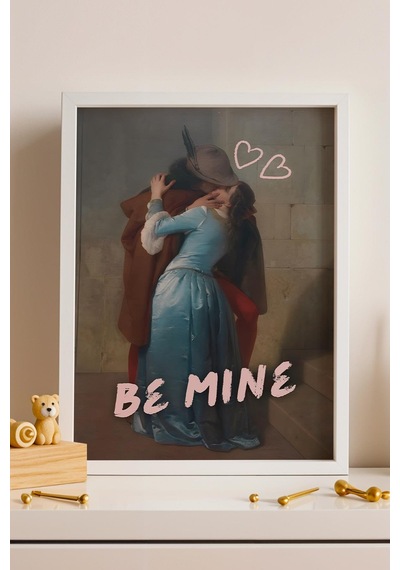 Francesco Hayez The Kiss Çerçeveli Tablo Be Mine Romantik Modern Sevgililer Günü Hediyesi Altered Art