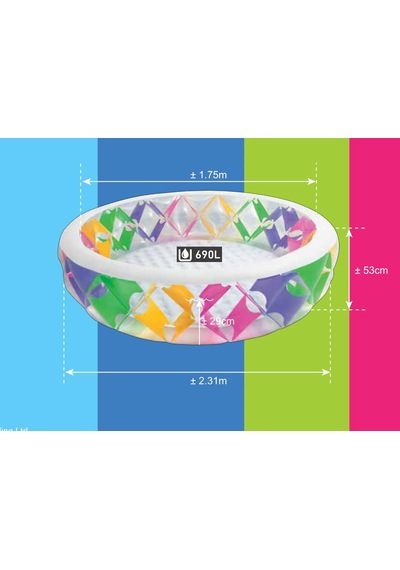 Intex Yumusak Taban Seffaf Havuz 229x56cm Çok Renkli