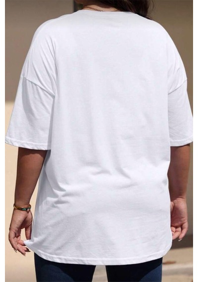 Ceny Kadın Büyük Beden Battal Baskılı Bisiklet Yaka Pamuklu T-shirt Rahat Kesim Unisex Sevgili Kombini Beyaz Ceny Kadın Büyük Beden Battal Baskılı Bisiklet Yaka Pamuklu T-shirt Rahat Kesim Unisex Sevgili Kombini Beyaz