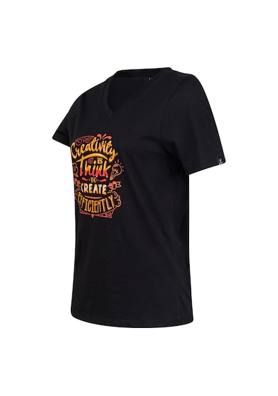 2as Alone Baskılı V Yaka Kadın T-shirt 411 Siyah