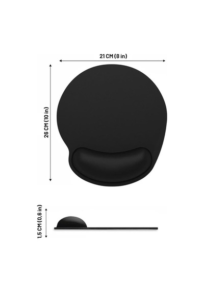 Bilek Destekli Mousepad Ergonomik Tasarım, Ofis Ve Oyun İçin Siyah