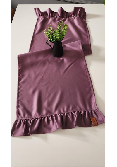 Cemre Saten 2-kenar Fırfırlı Vintage Runner Örtü Mürdüm 40x110