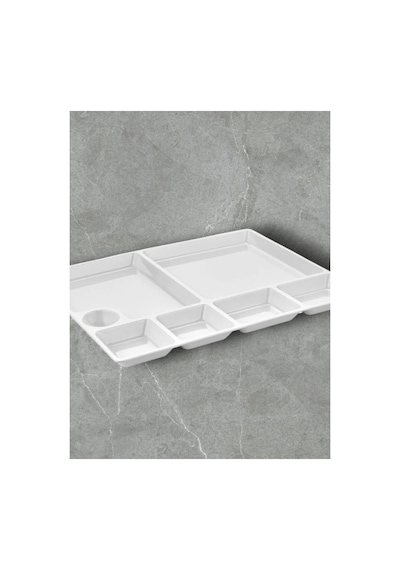 33x26 Cm Tabldot Kahvaltı Tabağı - Melamin Kırılmaya Dayanıklı Çok Bölmeli Ofis Servis Tepsisi Çok Renkli