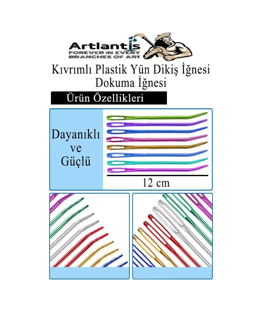 Düz Ve Kıvrımlı Plastik Yün İğnesi 20 Adet 1 Paket Plastik Dikiş Dokuma İğnesi Kavisli İplik İğne Goblen