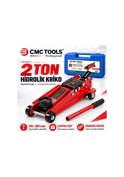 Cmc Tools 2 Ton Hidrolik Kriko Arabalı Kriko Taşıma Çantalı 135-320 Mm