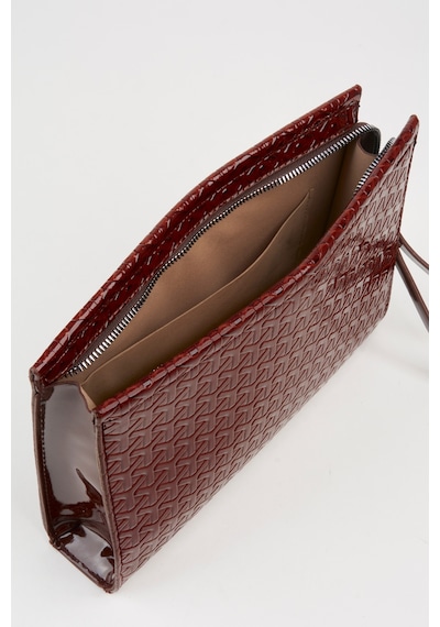 Vivaq Kadın Petunya Dokulu Acı Kahve Astarlı Suni Deri Bilek Askılı Portföy El Ve Clutch Çanta Kahverengi