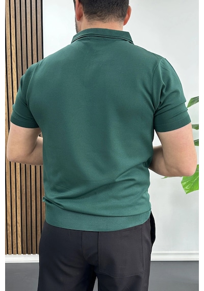 Erkek Polo Yaka Düz Tişört Yeşil Edw455 Yeşil