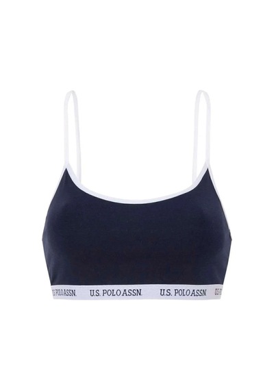 Kadın Beyaz & Lacivert Puantiyeli Likralı Pamuklu Büstiyer Slip Set Lacivert
