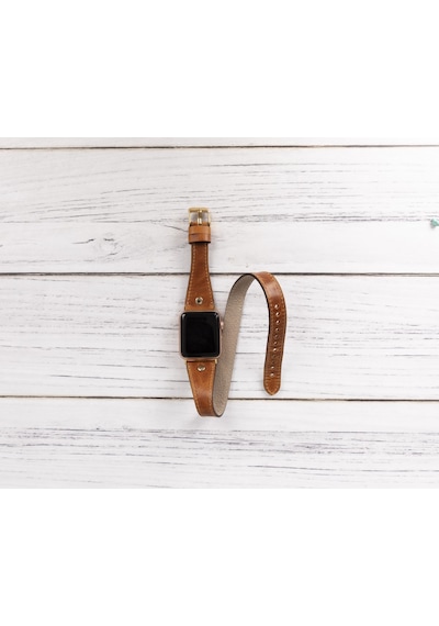 Bouletta Apple Uyumlu  Watch Deri Kordon 42-44-45mm Slim Double To