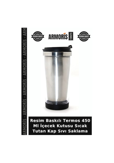 Resim Baskılı Termos 450 Ml İçecek Sıcak Tutan Kap Sıvı Saklama Çok Renkli