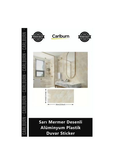 Özel Üretim Yapışkanlı Isıya Dayanıklı Mutfak Sarı Mermer Desenli Alüminyum Plastik Duvar Sticker