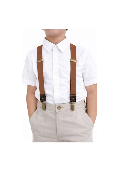 Hapshoe Ayarlanabilir Klipsli Taba Çocuk Kemer Pantolon Askısı Taba