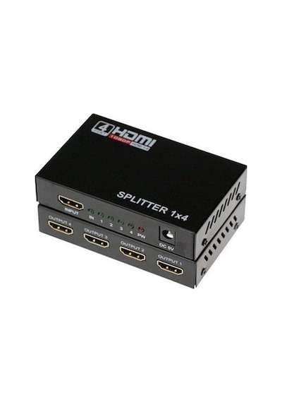 Primex Px-5004 4 Port Hdmı Splitter, 1 Giriş 4 Çıkış Adaptörlü Hdmı Çoklayıcı, 1080p 2k 4k Fhd