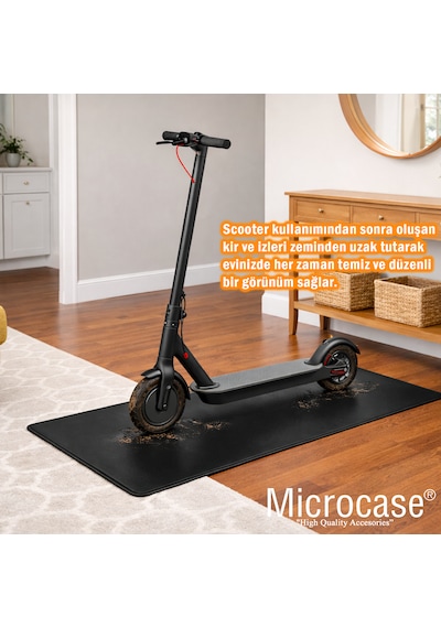 Microcase Elektrikli Scooterlar İçin Ev İçi Park Toz Çamur Zemin Koruyucu Deri Mat 50x140 Al5508 Siyah
