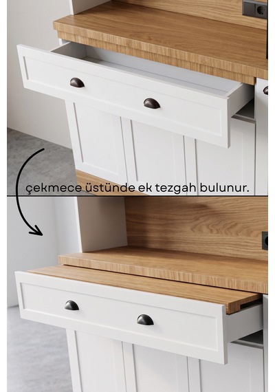 Avm 24 Kenzo Kahve Köşesi 150 Cm Montaj Dahil Beyaz - Meşe
