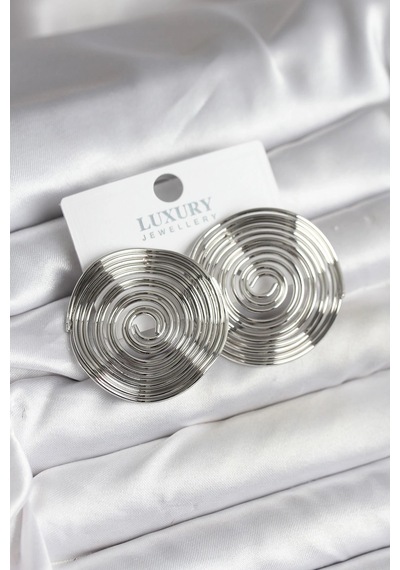 Mey İthalat Pirinç Gümüş Renk Circle Model Kadın Küpe