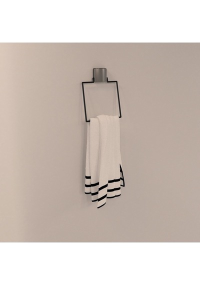 Decorev Dekoratif Yapıştırmalı Banyo- Mutfak Metal Kare Havluluk Askı Siyah Vidasız Pratik Montaj Dc-5060 Siyah
