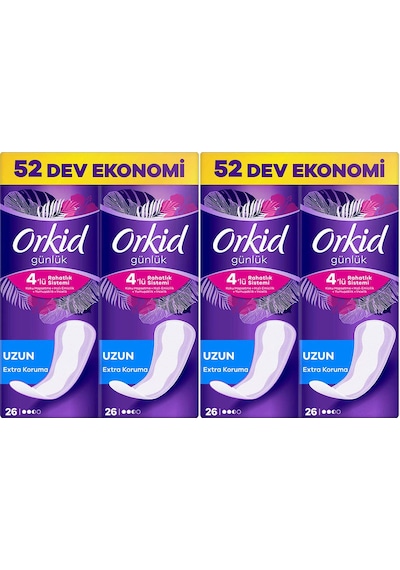 Orkid Günlük Ped Uzun Extra Koruma Dev Ekonomi 2 x 52'li