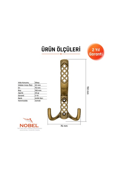 Karatay Portmanto Askısı, Metal Vestiyer Askısı, 20 Gr, Dolap Ve Duvar Askılığı, Anti K Sari Vidalı