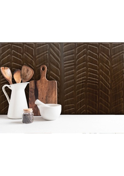 3 Boyutlu Duvar Paneli Kabartmalı Kılçık Desen Pvc 41x41 Cm/ 6 Adet /1 M² Teak