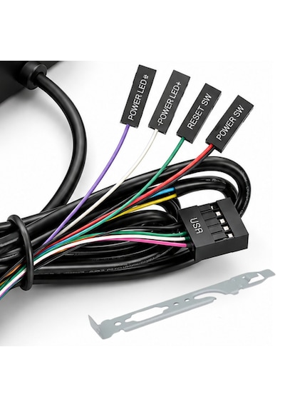6079 Masaüstü Pc Kasa Harici Güç Power Reset On/off Usb Düğmesi Switch Uzatma Kablo Led Buton