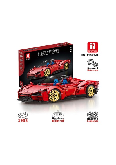 Reobrix Technic 11025-d Ferrari Daytona Sp3 Araba Kumanda&motorlu Yapı Blok Seti Building Blocks-1958parça