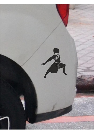 Kafkas Çerkes Dansçı Folyo Kesim Etiket Siyah-sağ 15 Cm