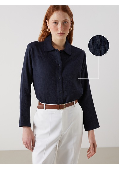 Lcw Vision Lacivert Regular Fit Kadın Gömlek